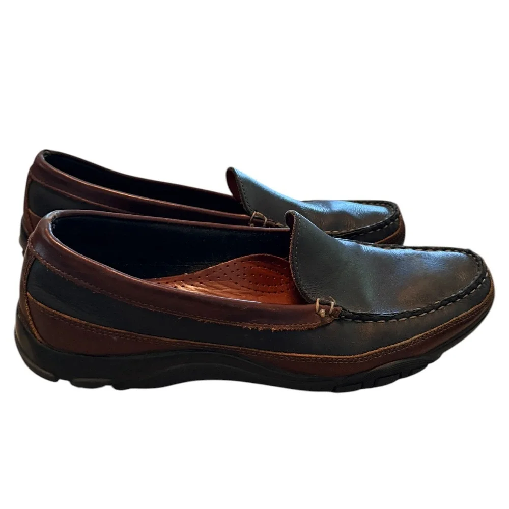 Allen EdmondsMens 11.5 D Two Tone Leather Driving‎ Loafers Black Brown 71801